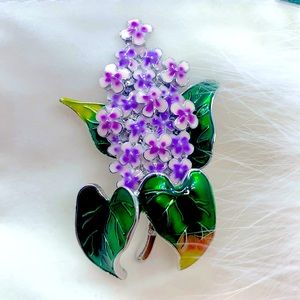 Lilac Purple Flowers Brooch